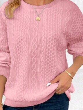 SHEIN Pink Cable Knit Crewneck Sweater SIZE 5X / 22